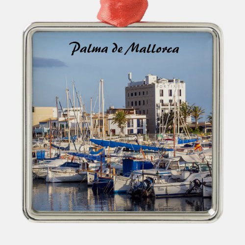 Portixol marina at dusk _ Palma de Mallorca Metal Ornament