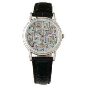 Portland-Abstract Geometric Ink And Watercolor Art Watch