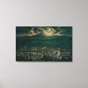 Portland and Mt. Hood by Moonlight Canvas Print