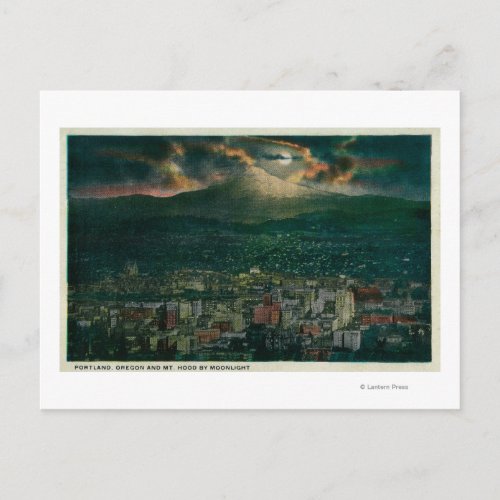Portland and Mt Hood by Moonlight Postcard