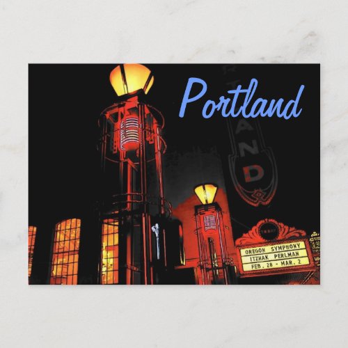 Portland at Night Postcard