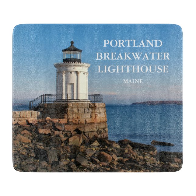 Portland Breakwater Lighthouse Maine Cutting Board (Front)