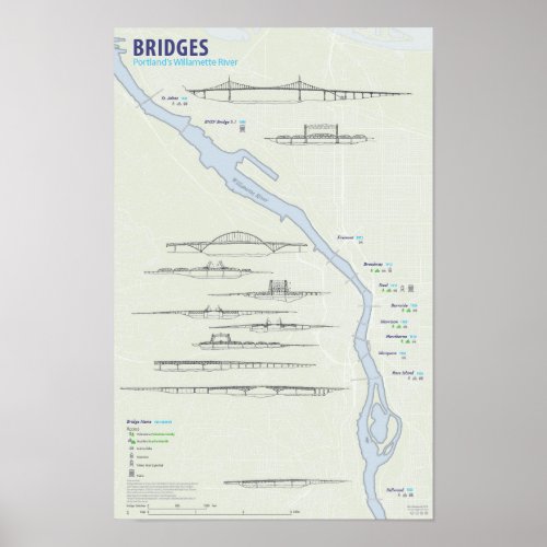 Portland Bridge Map Poster
