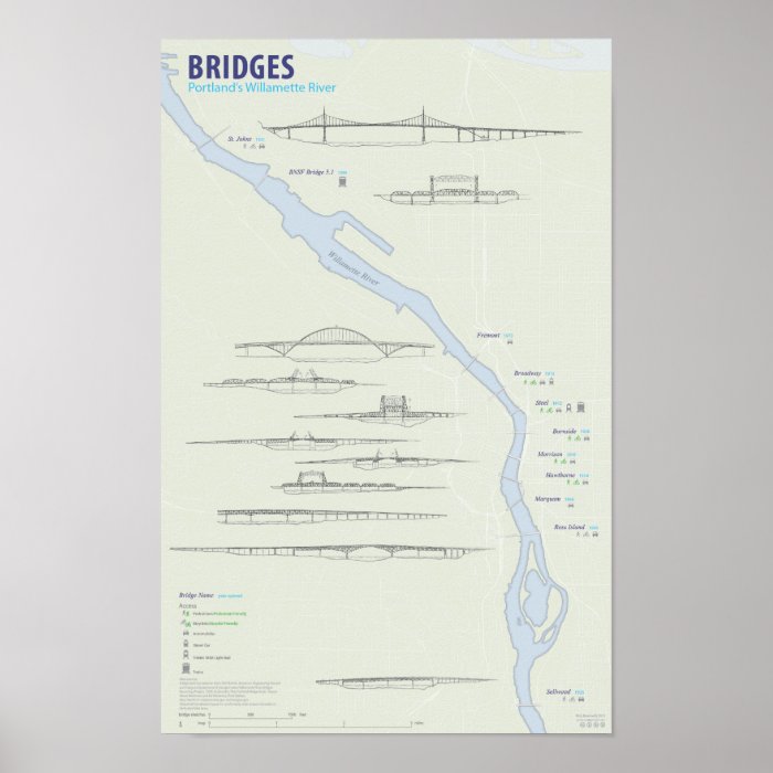 Portland Bridge Map Print