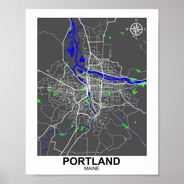 Portland City Map Poster (Front)