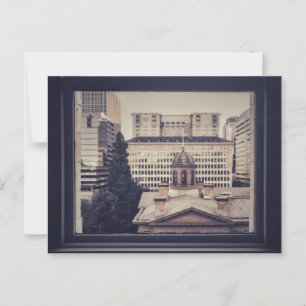 Portland Cityscape Through Window Frame Postcard