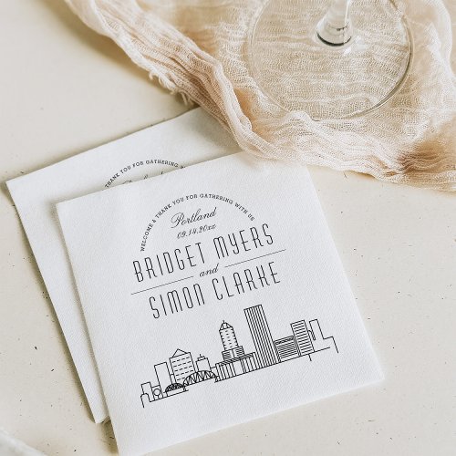 Portland Deco Skyline | Wedding Event Napkins