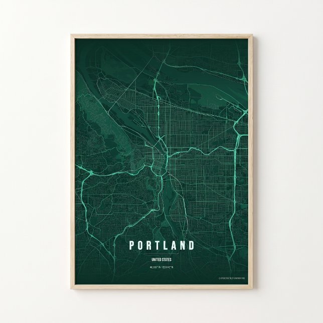 Portland Emerald Map Print Oregon Wallart Poster (Creator Uploaded)