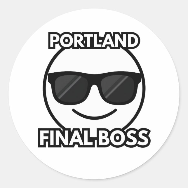 Portland Final Boss Cool Face Emoji Sticker (Front)