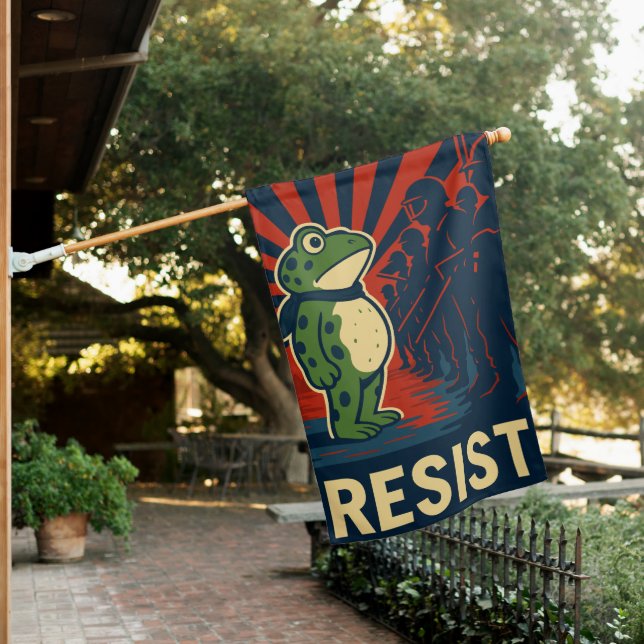 Portland Frog Protest House Flag (In SItu)