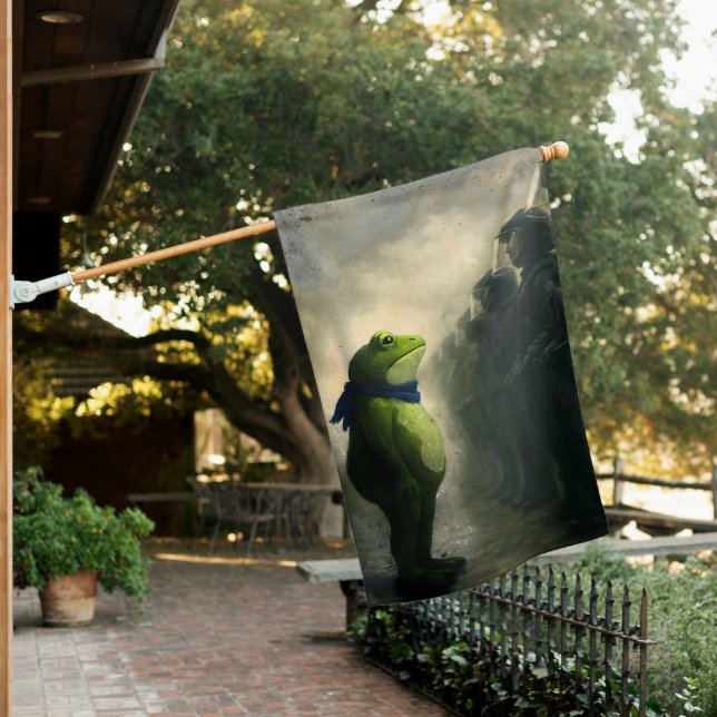 Portland Frog Protest House Flag (In SItu)