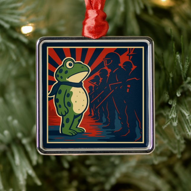 Portland Frog Protest Metal Ornament (Tree)