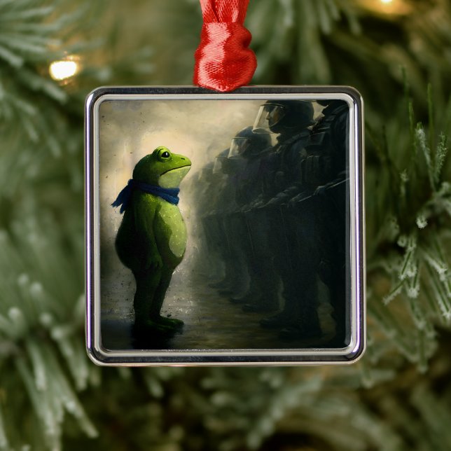 Portland Frog Protest Metal Ornament (Tree)