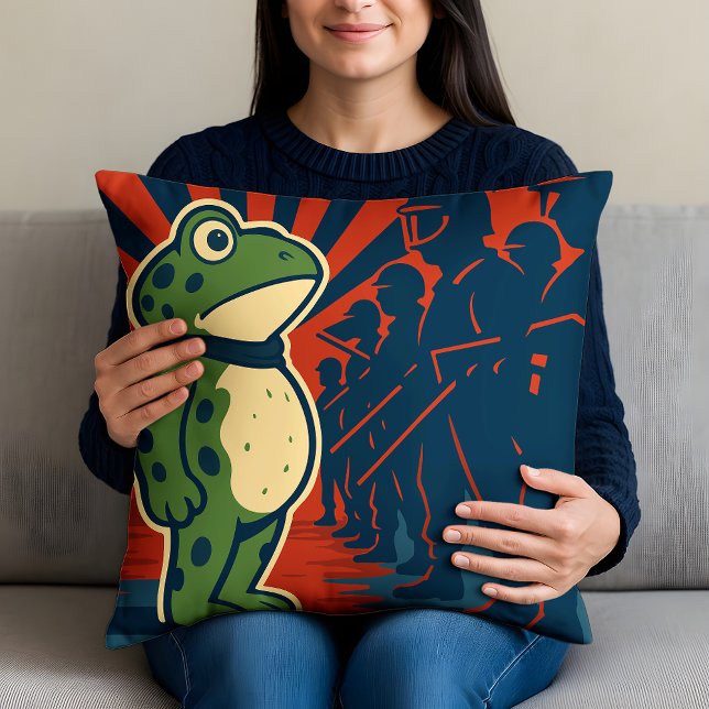 Portland Frog Protest Throw Pillow (Creator Uploaded)
