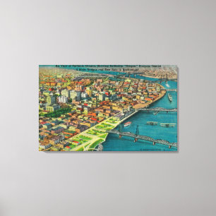 Portland from Air showing Bridges and Canvas Print