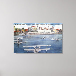 Portland Harbor View of the Public Market Canvas Print