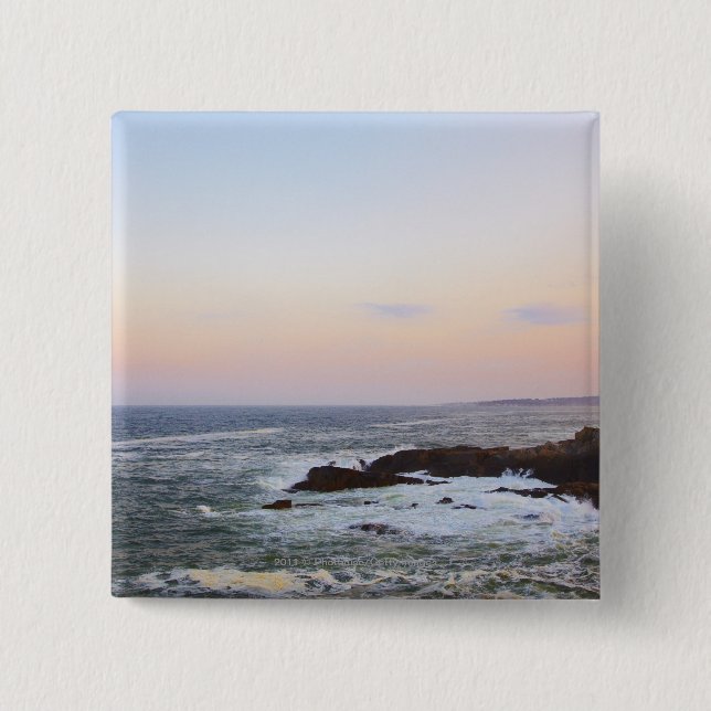 Portland Head and view to Atlantic Ocean Pinback Button (Front)