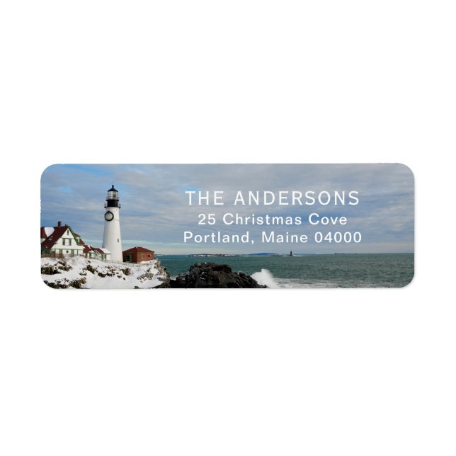 Portland Head Christmas Lighthouse Address Label (Front)