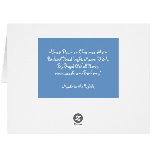 Portland Head Light at Christmas Big Card (Back Horizontal)