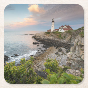 Portland Head Light Cape Elizabeth, ME Square Paper Coaster