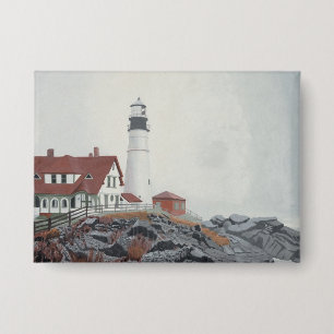 Portland Head Light in Fog Button