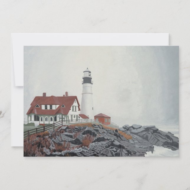 Portland Head Light in Fog Invitation (Front)