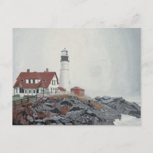 Portland Head Light in Fog Postcard