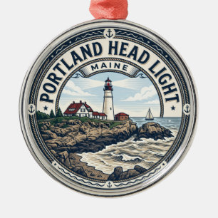 Portland Head Light Maine Metal Ornament