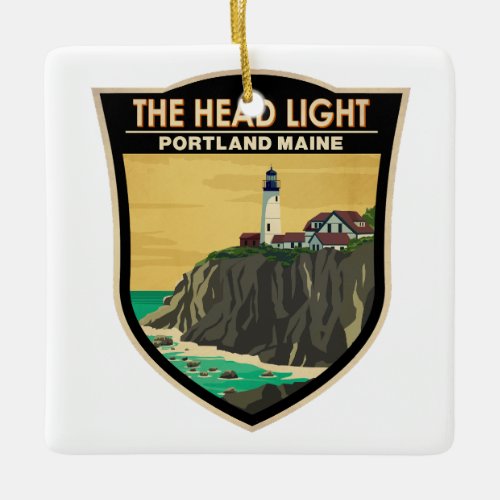 Portland Head Light Maine Vintage Art Ceramic Ornament