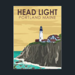 Portland Head Light Maine Vintage Art Postcard<br><div class="desc">Portland Head Light vector artwork. Portland Head Light is a historic lighthouse in Cape Elizabeth,  Maine. Completed in 1791,  it is the oldest lighthouse in Maine.</div>