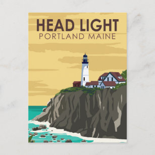 Portland Head Light Maine Vintage Art Postcard