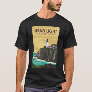 Portland Head Light Maine Vintage Art T-Shirt