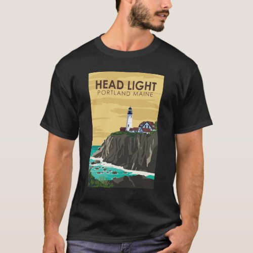 Portland Head Light Maine Vintage Art T_Shirt