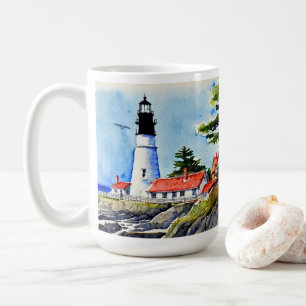 Portland Head Light Maine Watercolor Coffee Mug