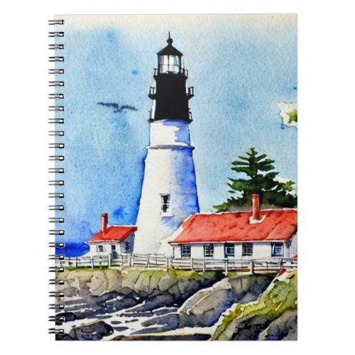 Portland Head Light Maine Watercolor   Notebook