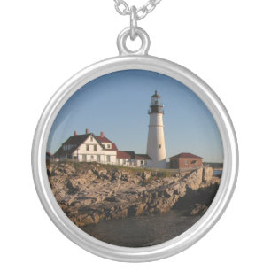 Portland Head Light Silver Plated Necklace