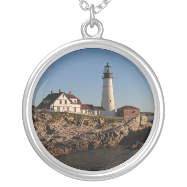 Portland Head Light  Silver Plated Necklace (Front)