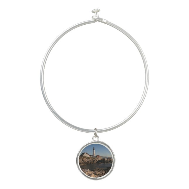 Portland Head Light Silver Plated Necklace Bangle Bracelet (Front)