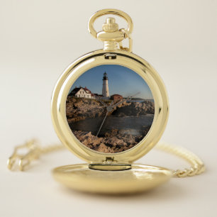 Portland Head Light Silver Plated Necklace Bangle  Pocket Watch