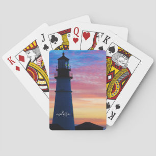 Portland Head Light Sunrise Maine Lighthouse Poker Cards
