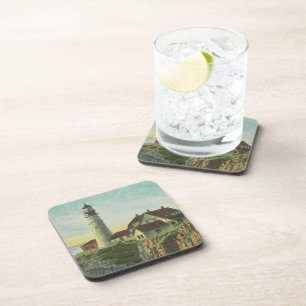 Portland Head Light Watercolor Beverage Coaster