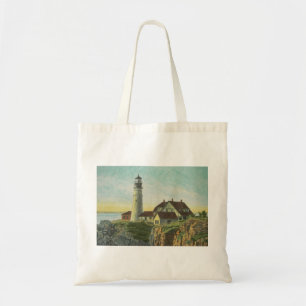 Portland Head Light Watercolor Tote Bag
