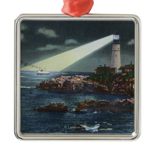 Portland Head Lighthouse at Night Metal Ornament