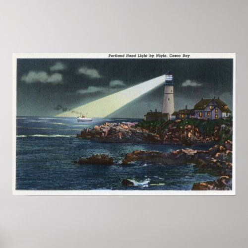 Portland Head Lighthouse at Night Poster
