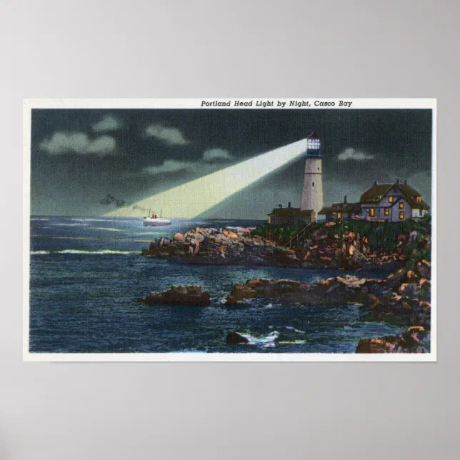 Portland Head Lighthouse at Night Poster | Zazzle