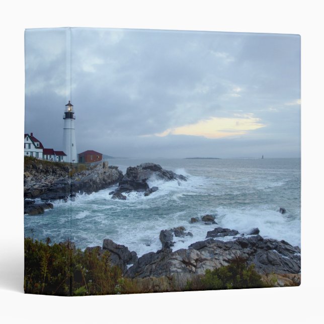 Portland Head Lighthouse at sunrise 3 Ring Binder (Front/Spine)