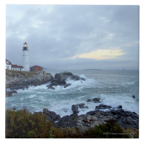 Portland Head Lighthouse at sunrise Ceramic Tile