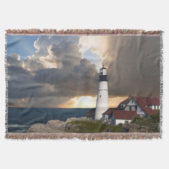 Portland Head Lighthouse Cape Elizabeth Maine Throw Blanket