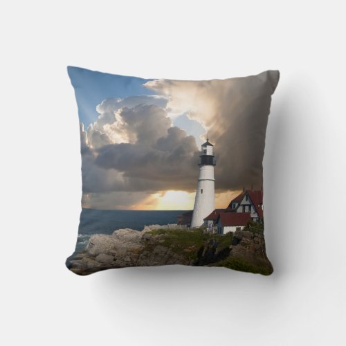 Portland Head Lighthouse Cape Elizabeth Maine Throw Pillow