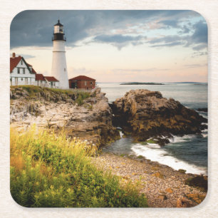 Portland Head Lighthouse Cape Elizabeth, Me Square Paper Coaster